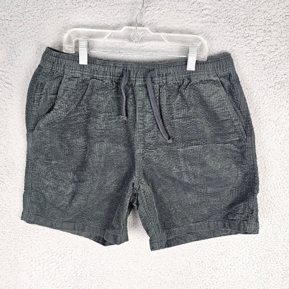 Katin Shorts Mens MD Dark Grey Waffle Corduroy Elastic Waist Surf Casual 28327